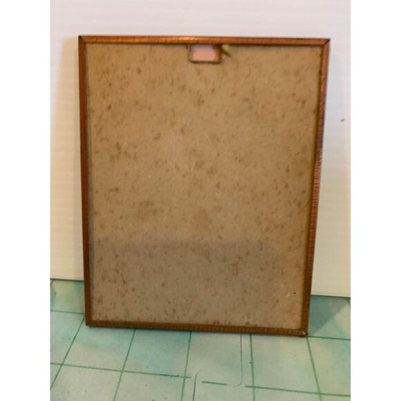 Vintage Reverse Painted Silhouette with Convex Glass & copper Edge Wall Art - Picture 3 of 3